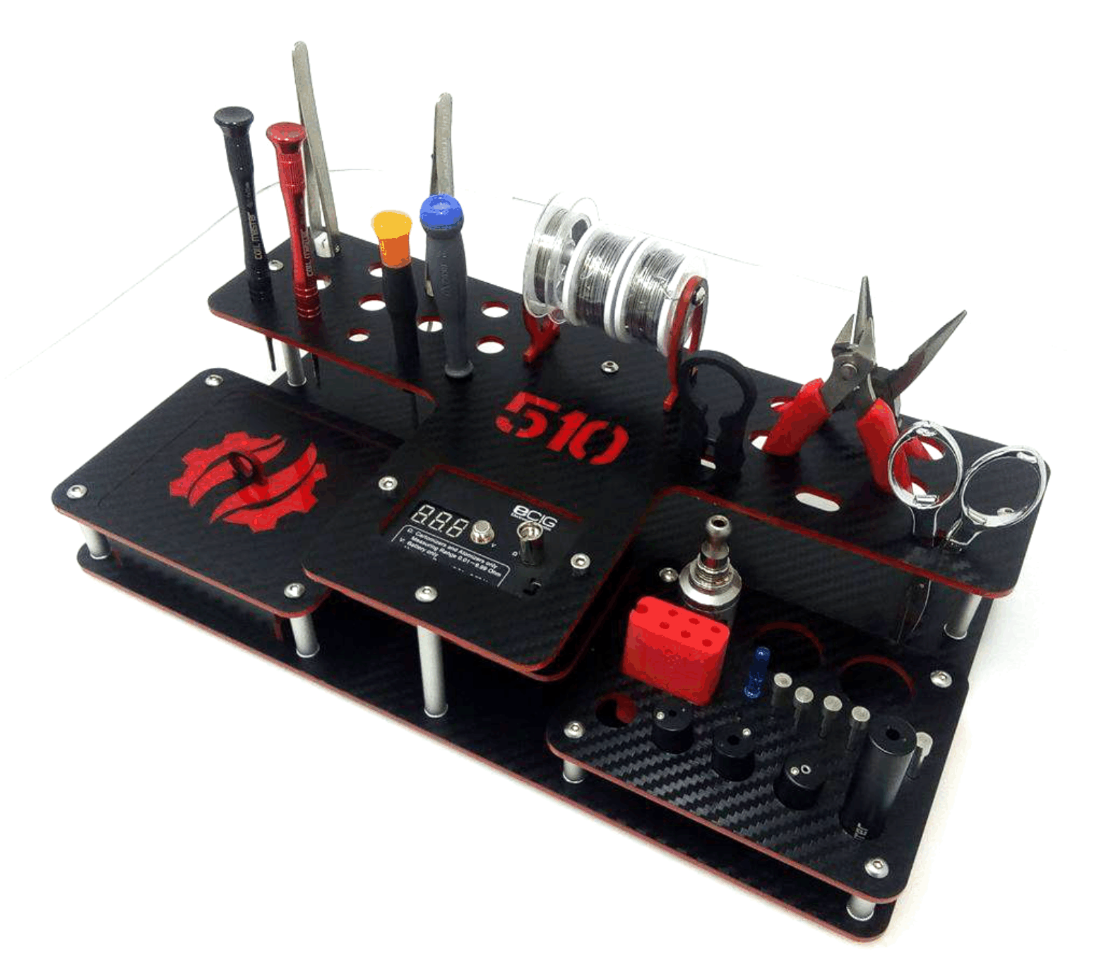 510 ohm meter vape stand for DIY kit coil master carbon look(Black-Red) –  TuneUp Vapes